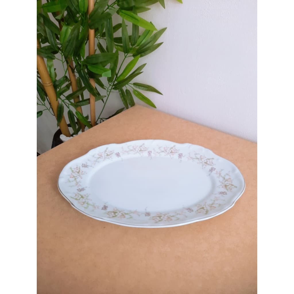 travessa em porcelana branca floral estampada schmidt