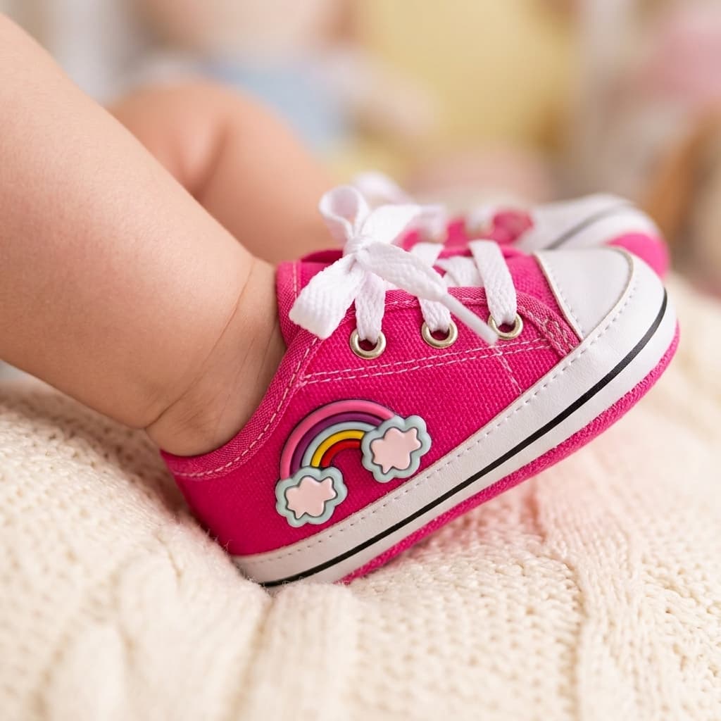 Sapatinho de Bebê ou Recém Nascido Tecido Macio Saída Maternidade