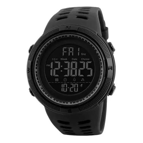 Relógio Masculino Skmei Digital 1251 Preto: Alarme, Cronômetro, 5ATM, Luz Verde