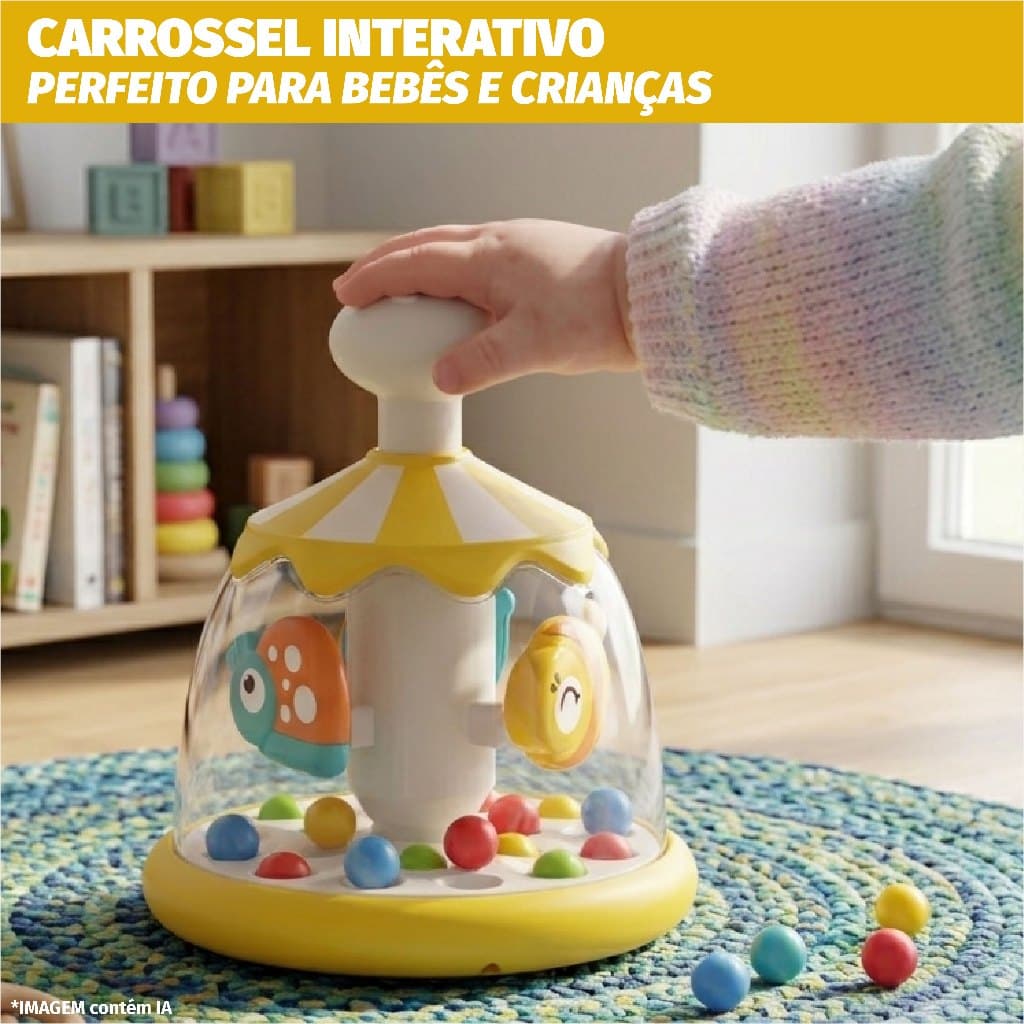 Chocalho Colorido Sensorial Brinquedo Apertar Infantil Bolinhas Carrossel Divertido Interativo