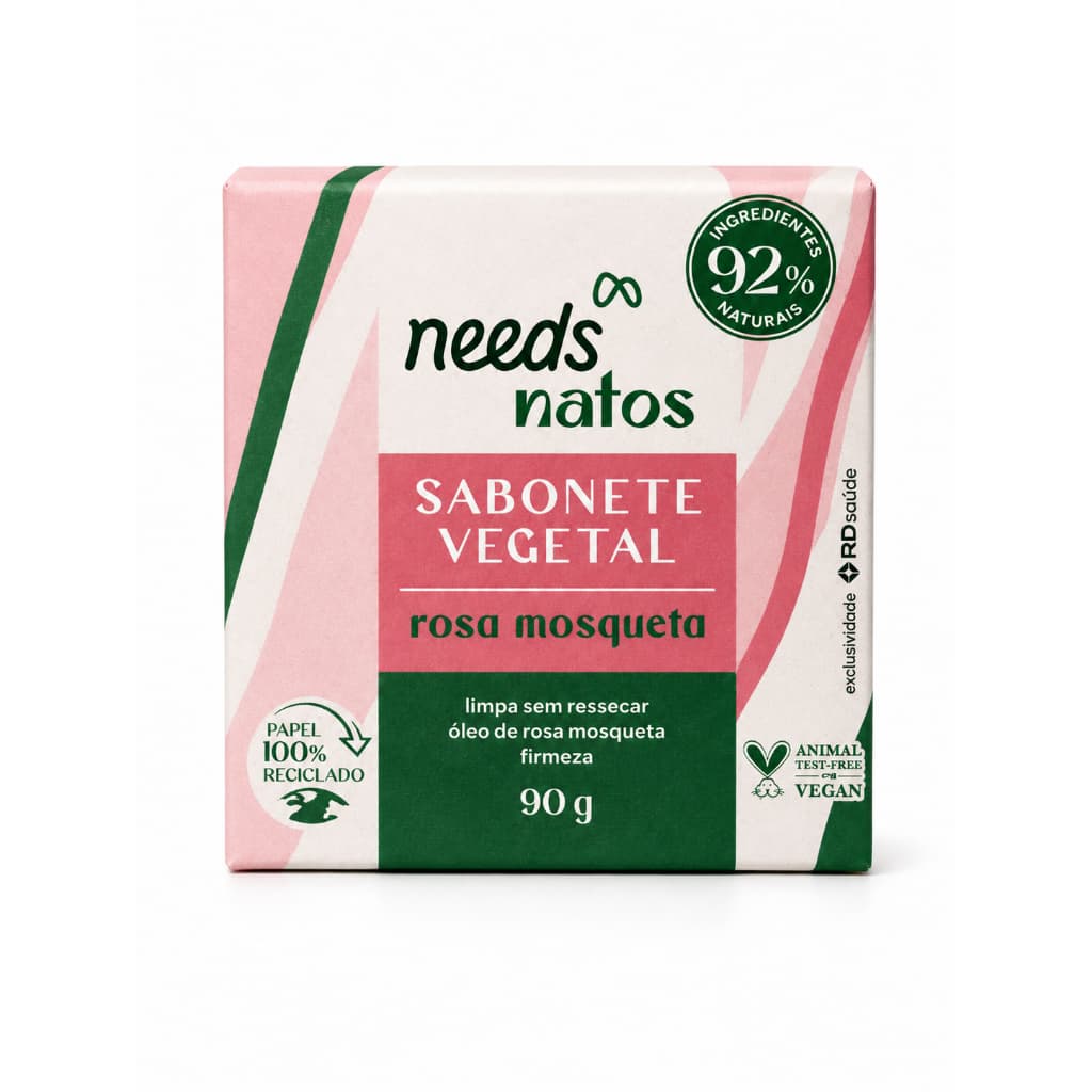 Sabonete Needs Natos Vegetal Rosa Mosqueta 90g Vegano Hidratante