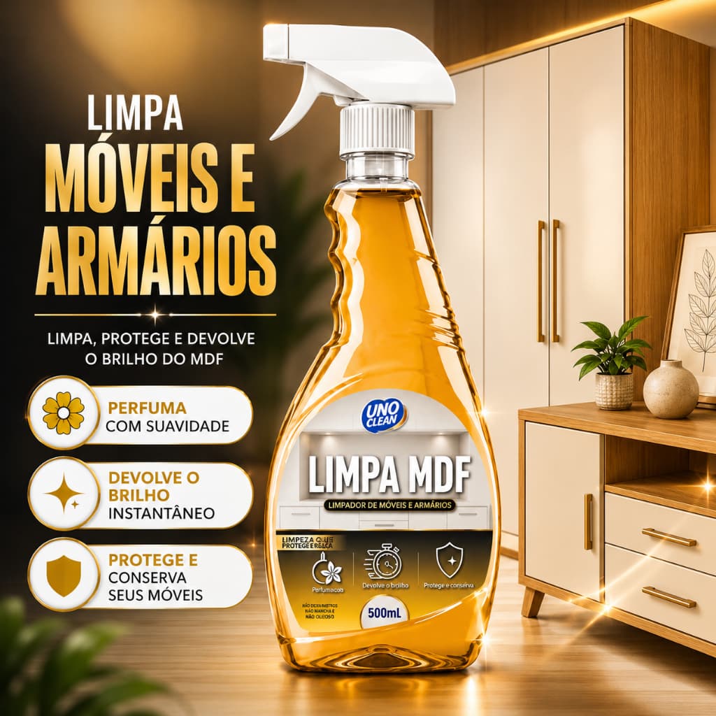 Kit Limpa MDF Spray Limpa Armários Com Válvula 500ML Remove Sujeiras