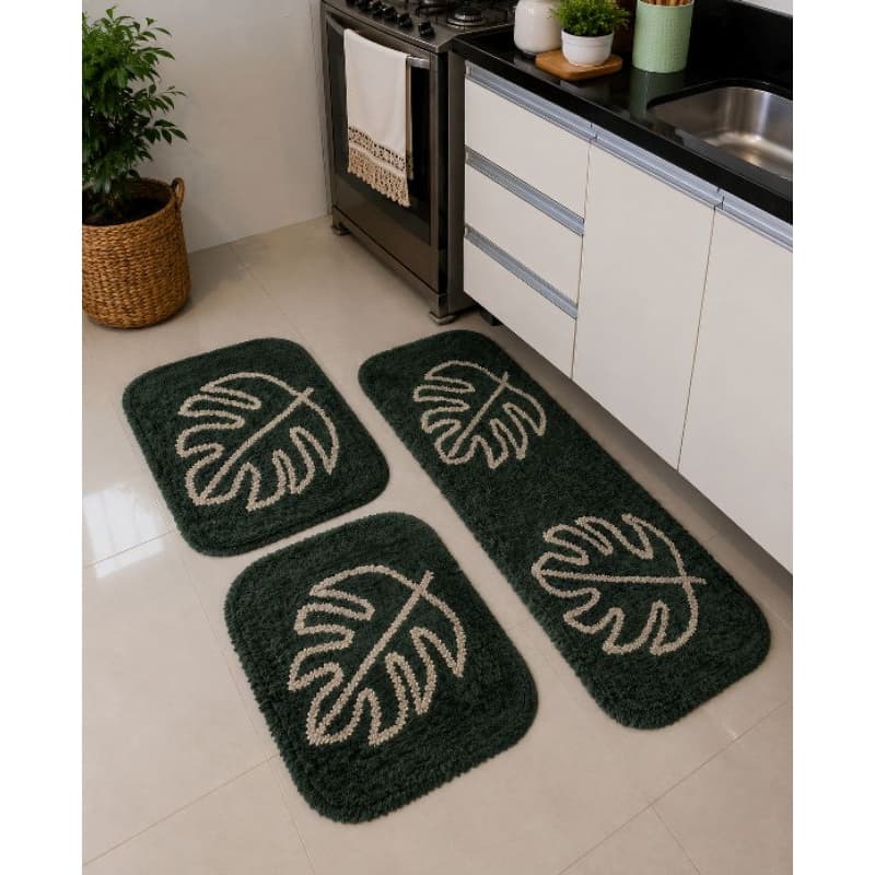 Tapetes Cozinha 3 peças Decorativo com Antiderrapante Tapetes de Frufru, Sala, Quarto
