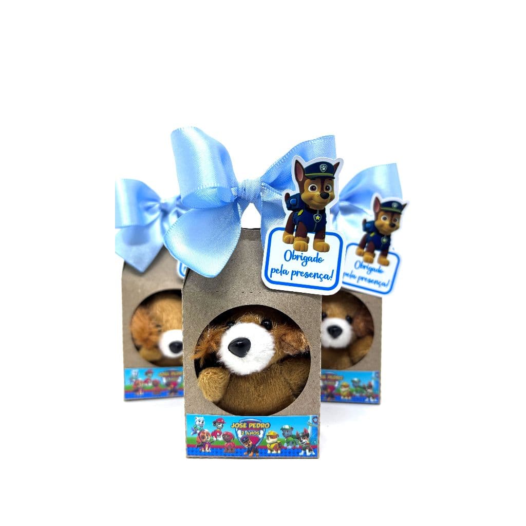 Lembrancinha Personalizada Aniversário Festa Infantil Festa Pet Patrulha Canina Chase com Pelúcia 6cm 30 unidades