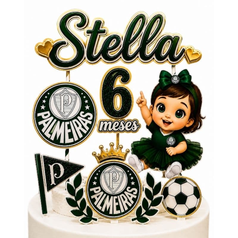 Topo de bolo personalizado, topo de bolo 3D, topper de bolo futebol,com nome e idade.