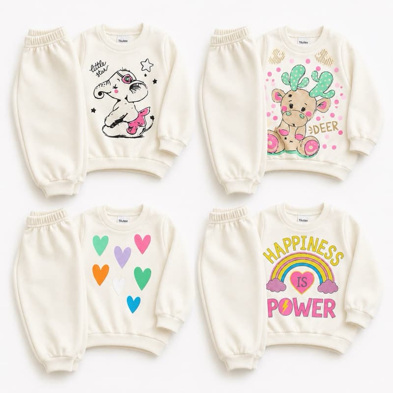 Kit 4 Peças de Conjunto Moletom Menino Menina Inverno Estampado Sortido