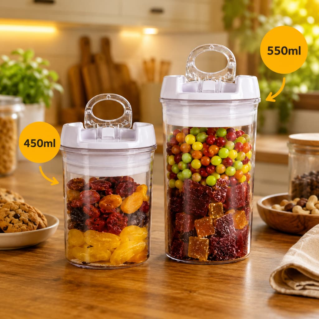 Escolha Pote Hermético Transparente Para Cozinha Com Trava De Pressão Easy Lock 450 - 550ml Organizador De Alimentos