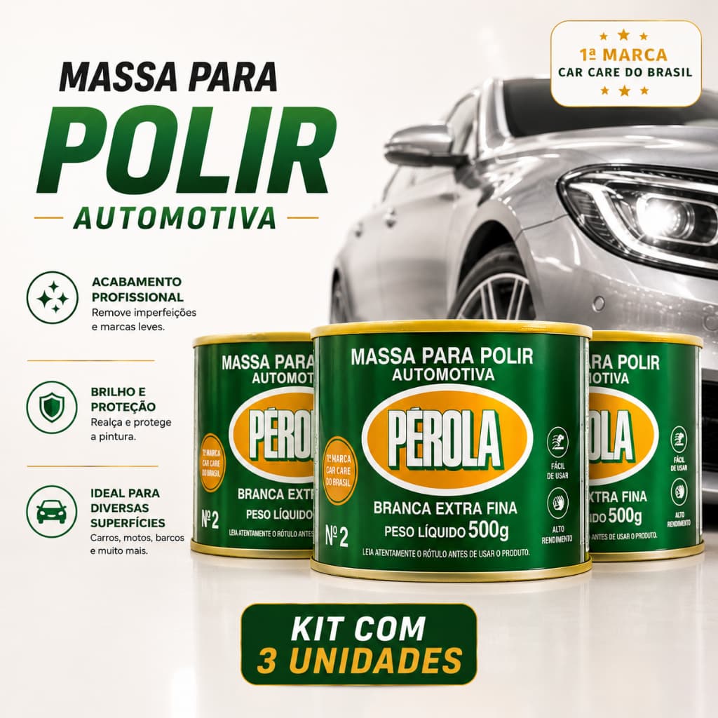 Kit 3 Massa Para Polir N2 Branca Extra Fina Pérola 500gr
