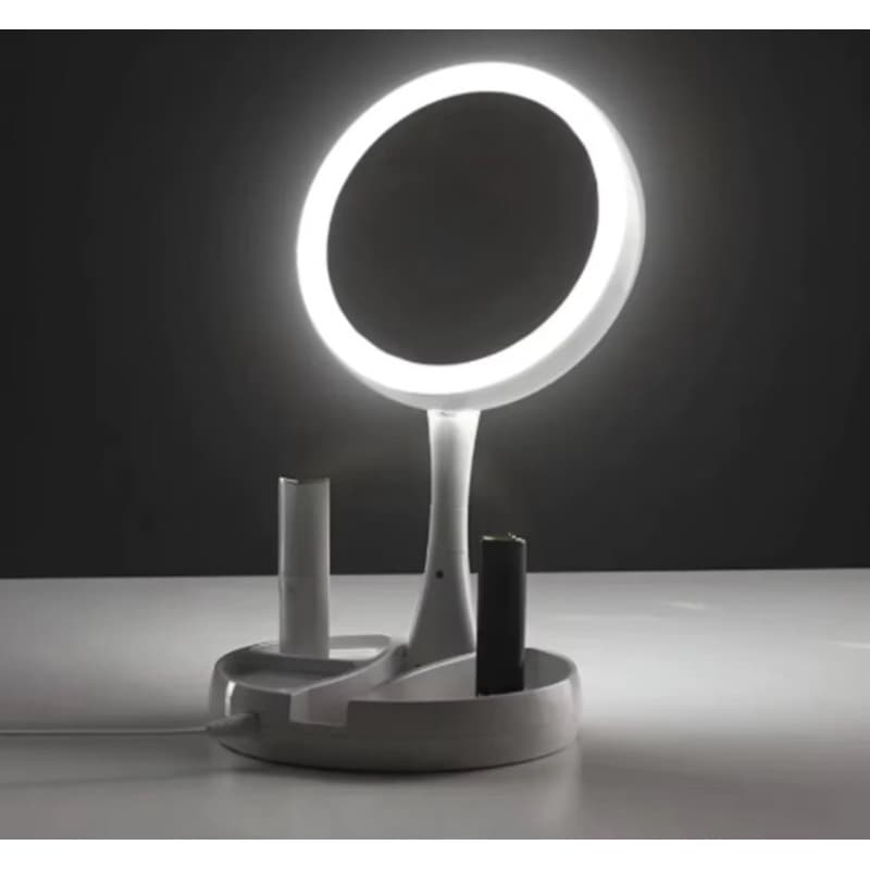 Espelho de Mesa com porta joias led de 3 tons com Aumento 10x para Detalhes Perfeitos