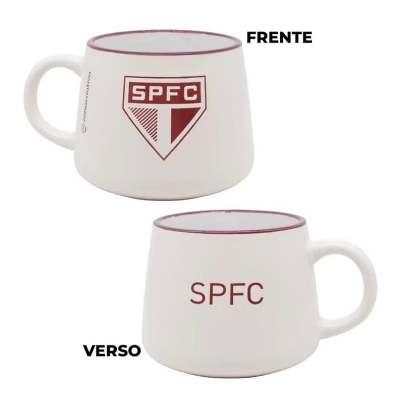 CANECA SÃO PAULO FC OFICIAL ZONACRIATIVA 500ML CERÂMICA TORCEDOR SPFC PRESENTE TIME DE FUTEBOL