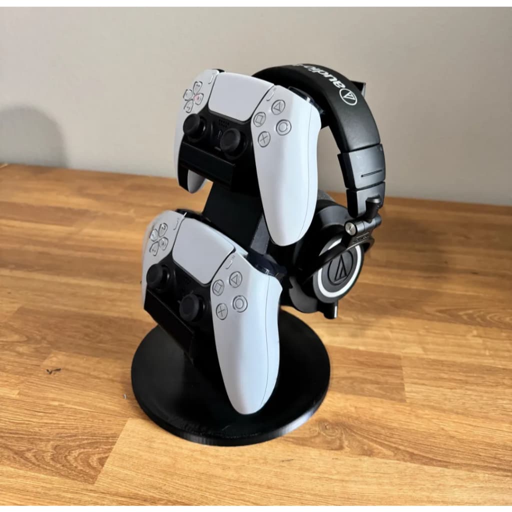 Suporte Duplo para Controle PS5, PS4 e Fone de Ouvido, Base de Mesa