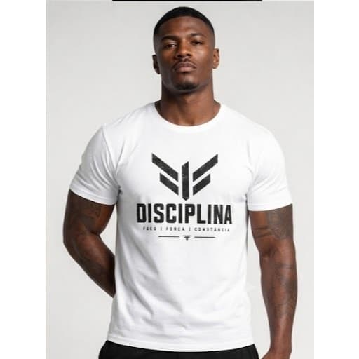 Camiseta Academia 100% Algodão Estampada Disciplina Foco e Força Unissex Modelo 2