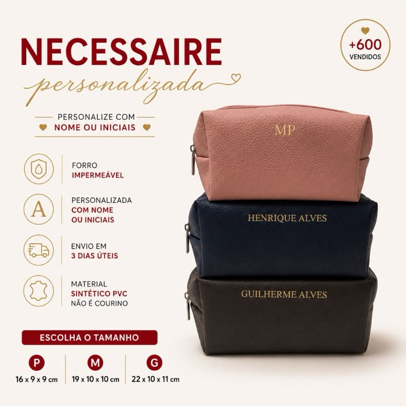Necessaire Box personalizada lembrancinha casamento aniversário madrinhas enfermagem medicina 15 anos organizador