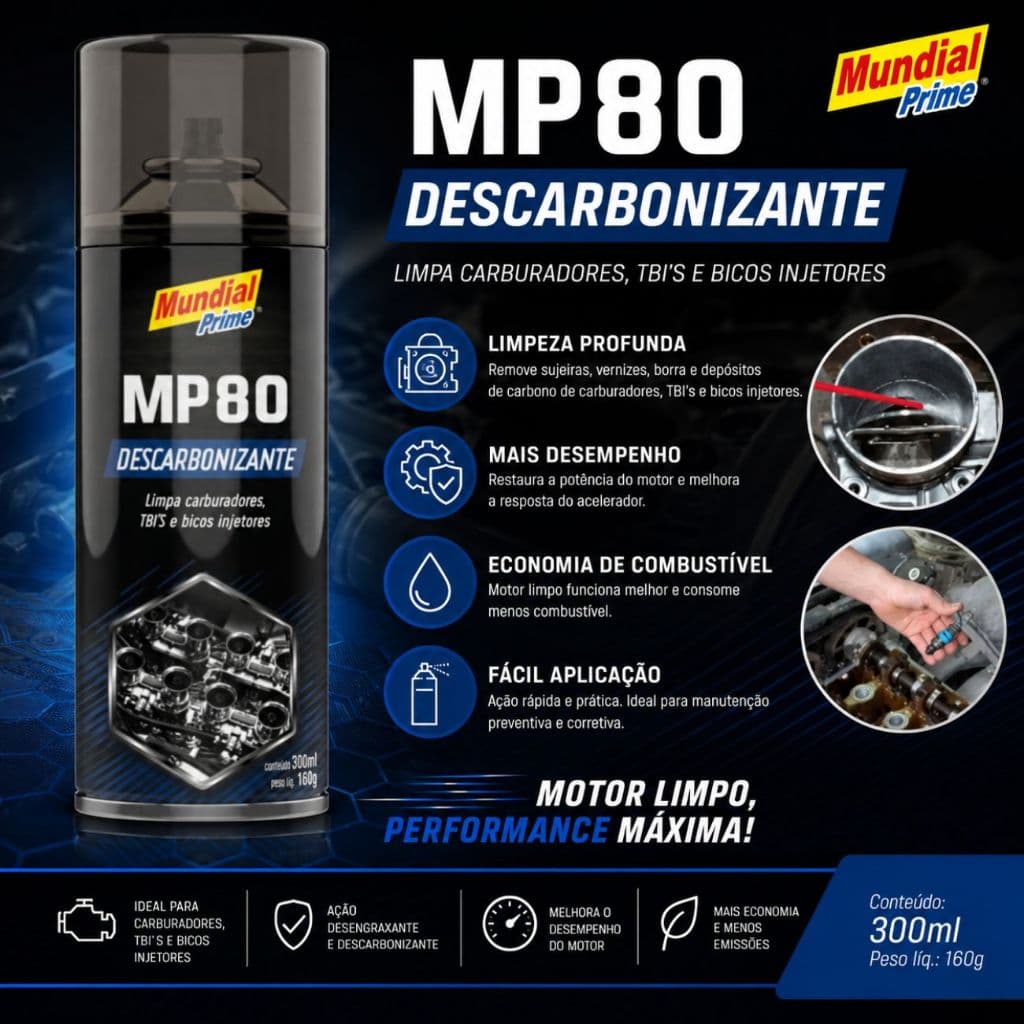 Descarbonizante Motor Limpa Bicos TBI Carburador 300ml Mundial Prime