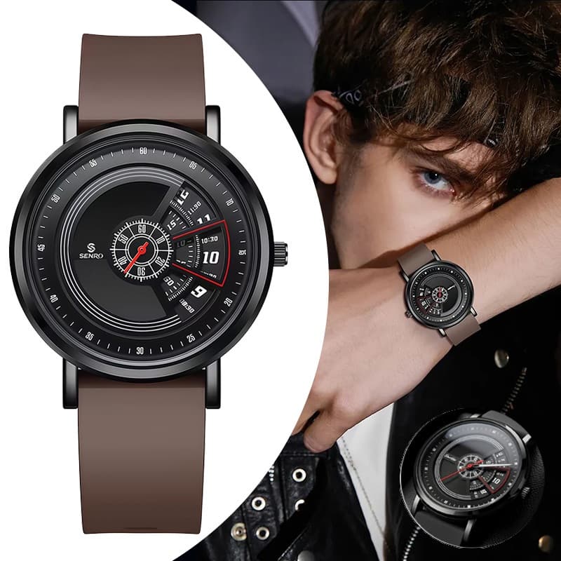Relógio Masculino Quartzo 372 Inox/Silicone Vidro Especial, 5ATM, Calendário Completo, Garantia 1 Ano - Esportivo Casual