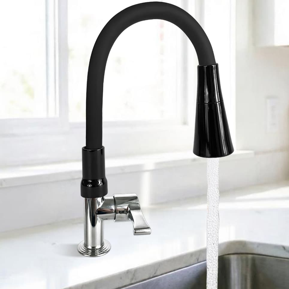 Torneira de Cozinha 360° Giratória Flexível Jato Duplo Monofrio Resistente à Ferrugem Longa Vida Útil Bancada ou Parede