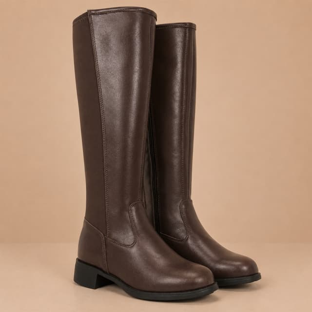Bota Montaria Feminina Cano Longo Bico Redondo com Neoprene e Zíper Lateral