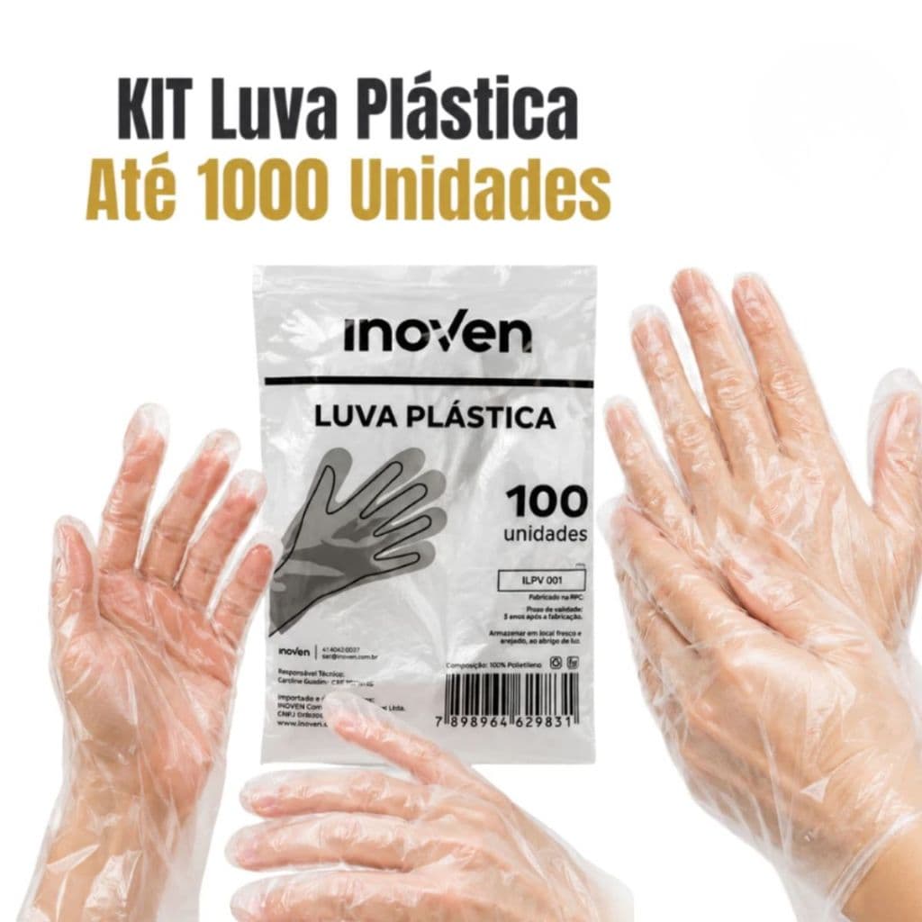 LUVA Plástica Descartável Pacote com 100 unid  Inoven