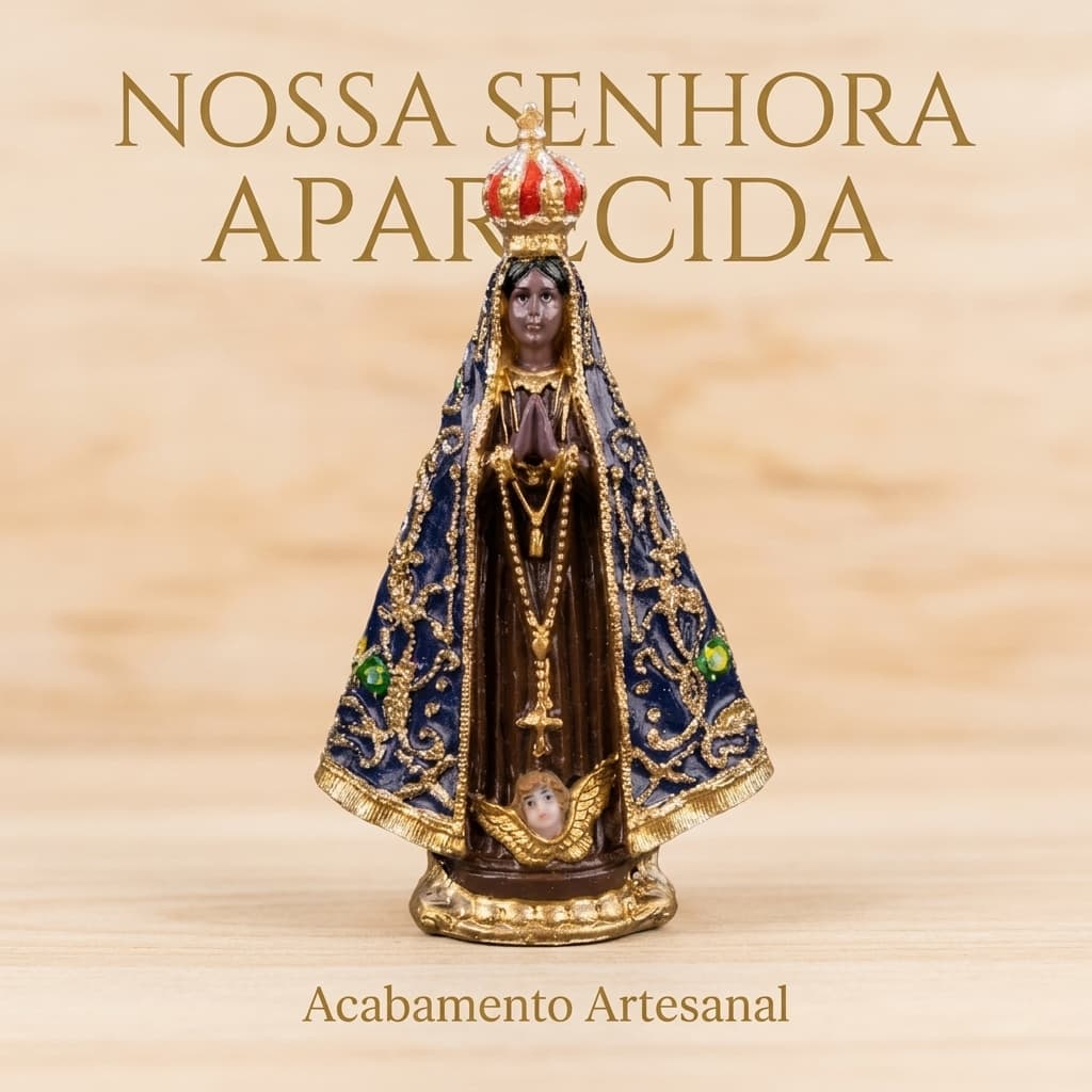 Imagem Nossa Senhora Aparecida em Resina Decorativa Católica Padroeira do Brasil Fé Proteção Presente Religioso