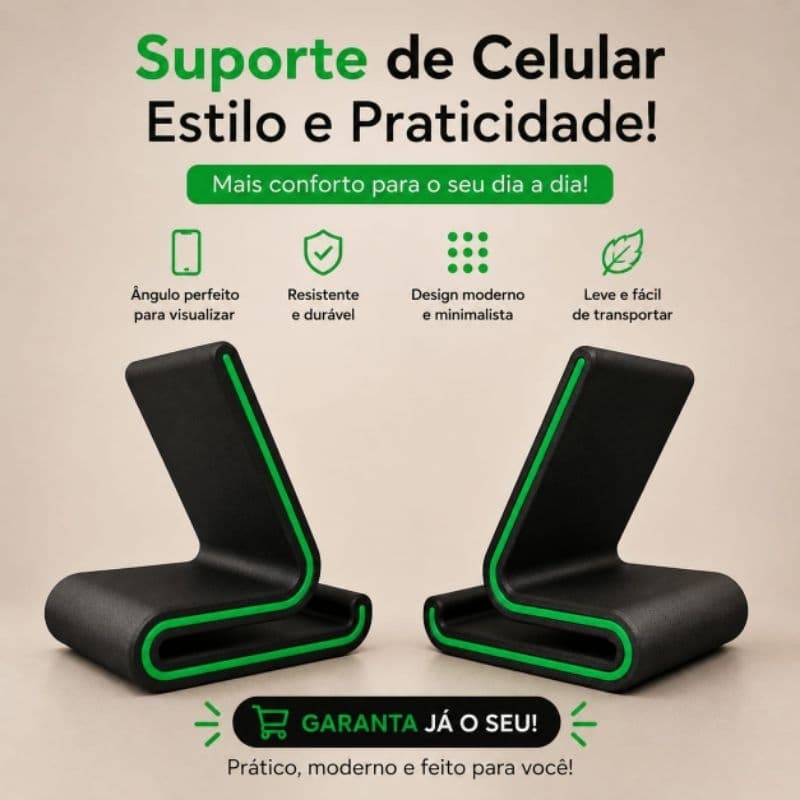 Suporte para Celular | Design Moderno, Compacto e Resistente