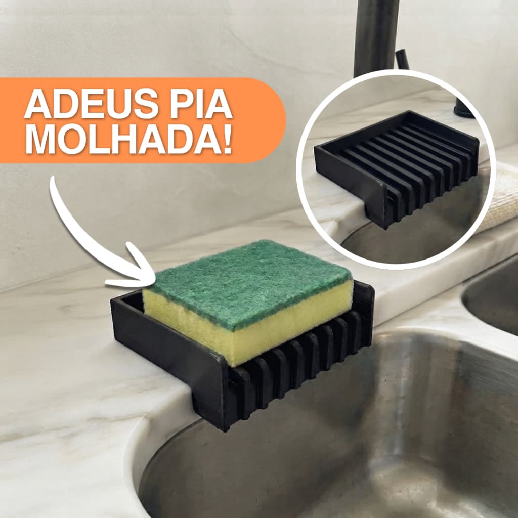 Porta Esponja de Pia com Dreno Escorredor Antimofo Suporte Organizador Cozinha Seca Rápido Não Acumula Água