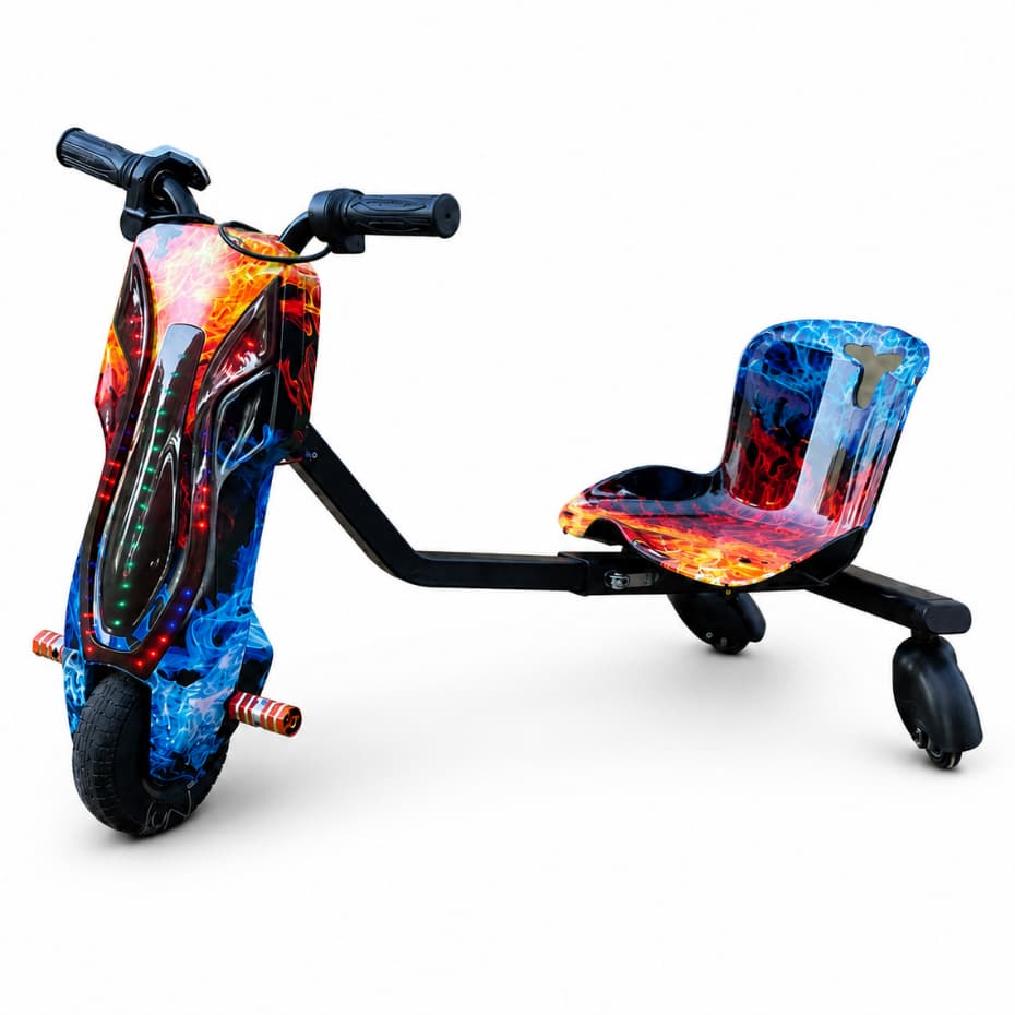 Triciclo Infantil Elétrico Drift 150W LED 3 Velocidades 36v suporta ate 70kg C/ Kit de Proteção C/Bluetooth