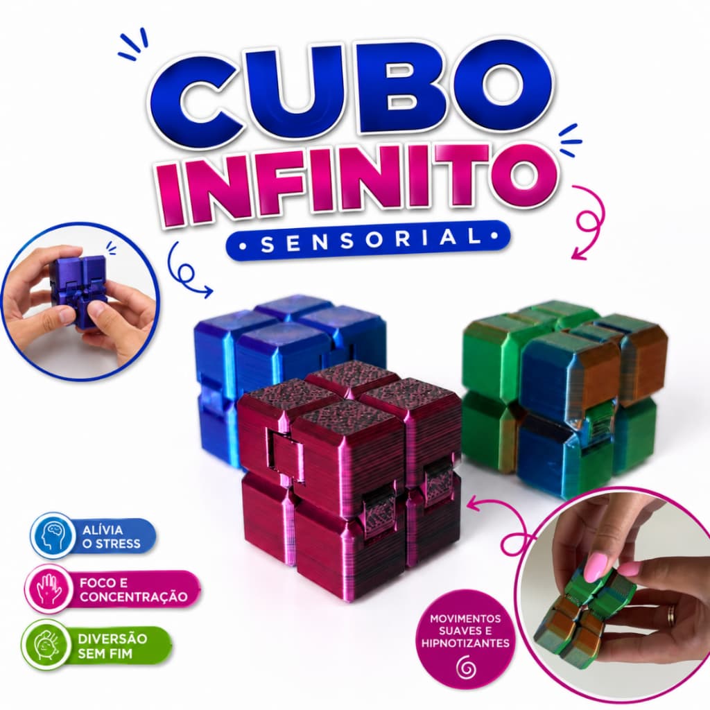 Cubo Infinito Brinquedo Sensorial Fidget Toy Sensorial Anti Stress Resistente