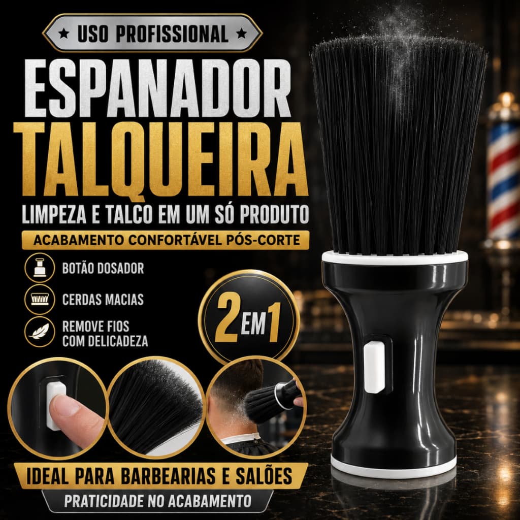 Espanador Talqueira Para Barbeiro Barbearia Profissional 15x8cm