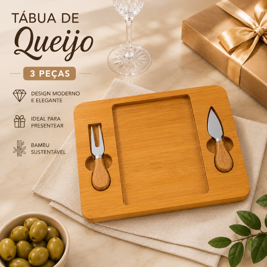 Petisqueira Bandeja Tábua de Frios com Garfo e Faca