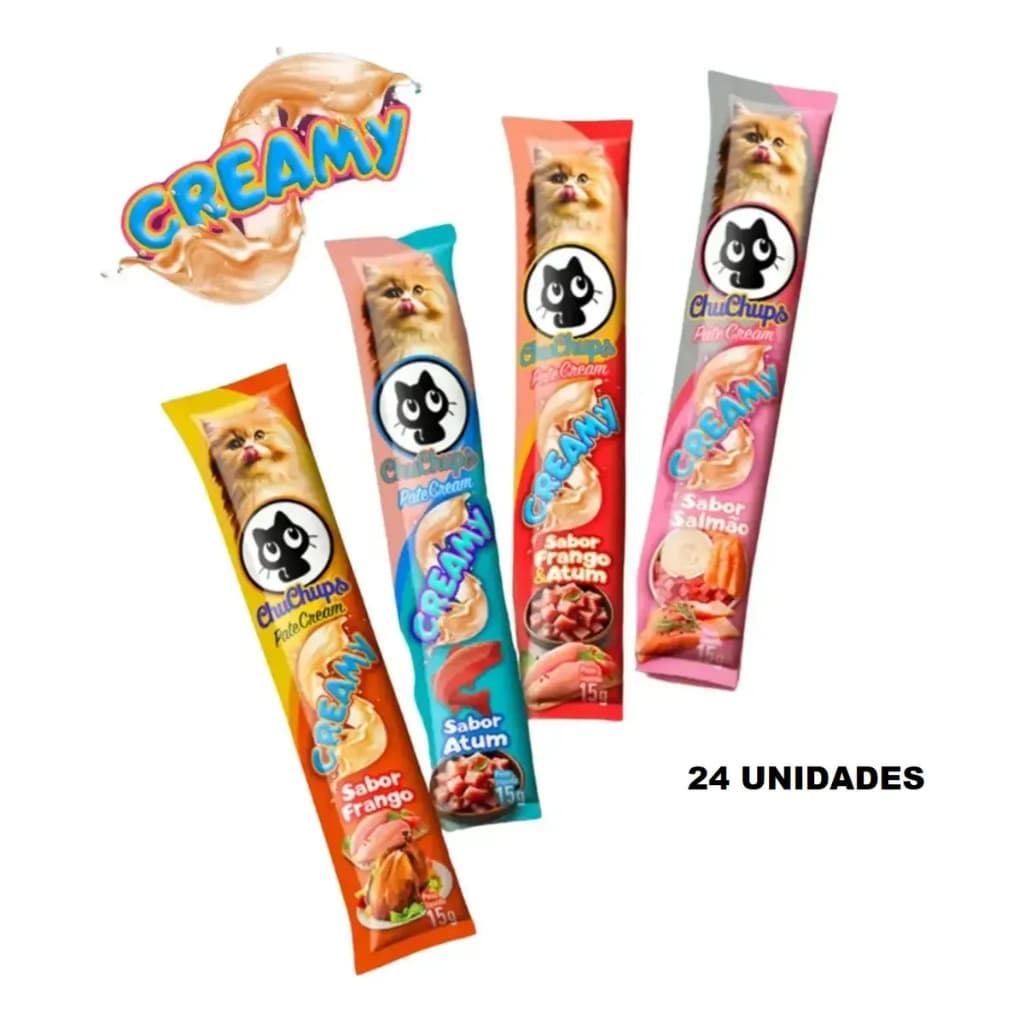 Kit 24 Chuchups Creamy Sortidos | Sem Pote | Super Econômico + Sabores Variados