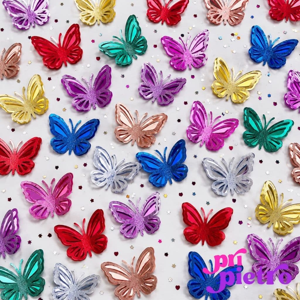 Kit Aplique Borboletas em Camadas - Borboletas 3D Bolo Lembrancinha Decoração Aplique Borboleta