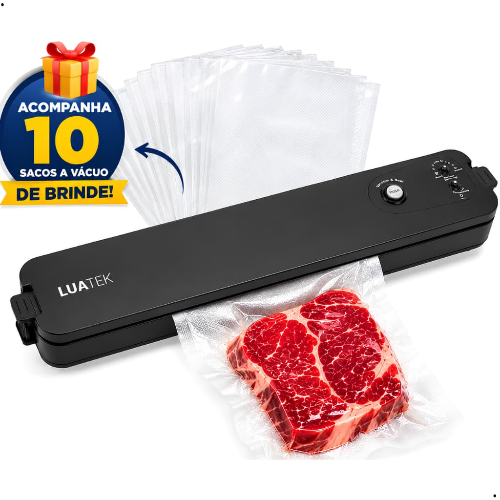 Seladora Completa à Vácuo Armazena Alimentos Domésticos Embaladora 110v + 10 sacos