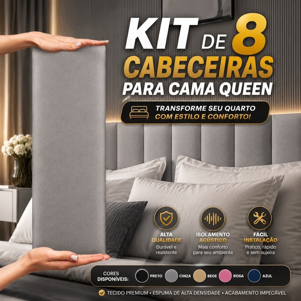 Kit 8 Placas de Cabeceiras de Cama Queen Box de Casal - Envio Imediato