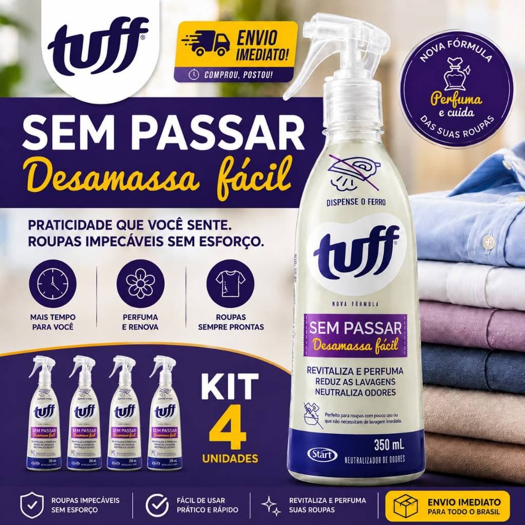 Kit 4 Neutralizador Tuff Sem Passar Desamassa Fácil Spray 350ML