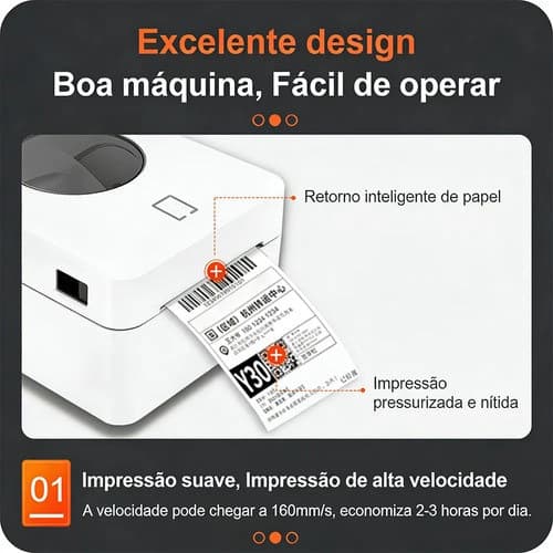 Impressora Térmica 104mm USB Bluetooth Multissistema Impressão Código de Barras e Etiqueta de Envio