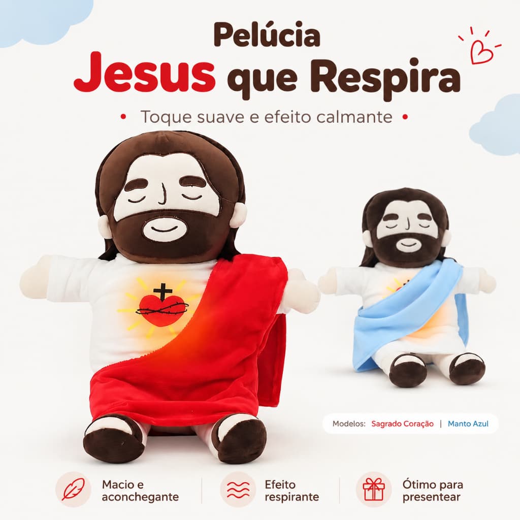 Boneca Jesus que Respira - 38 cm Estátua Religiosa Pronto para Entrega