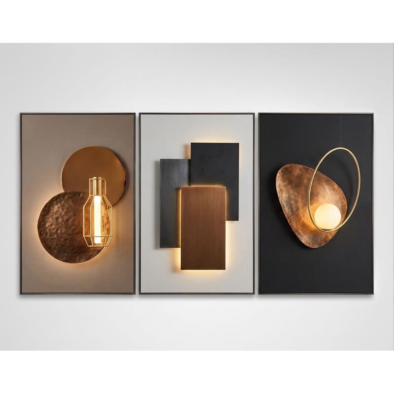 Arte Moderna Abstrata para Quarto - Geometria Elegante em Conjunto de 3 Peças