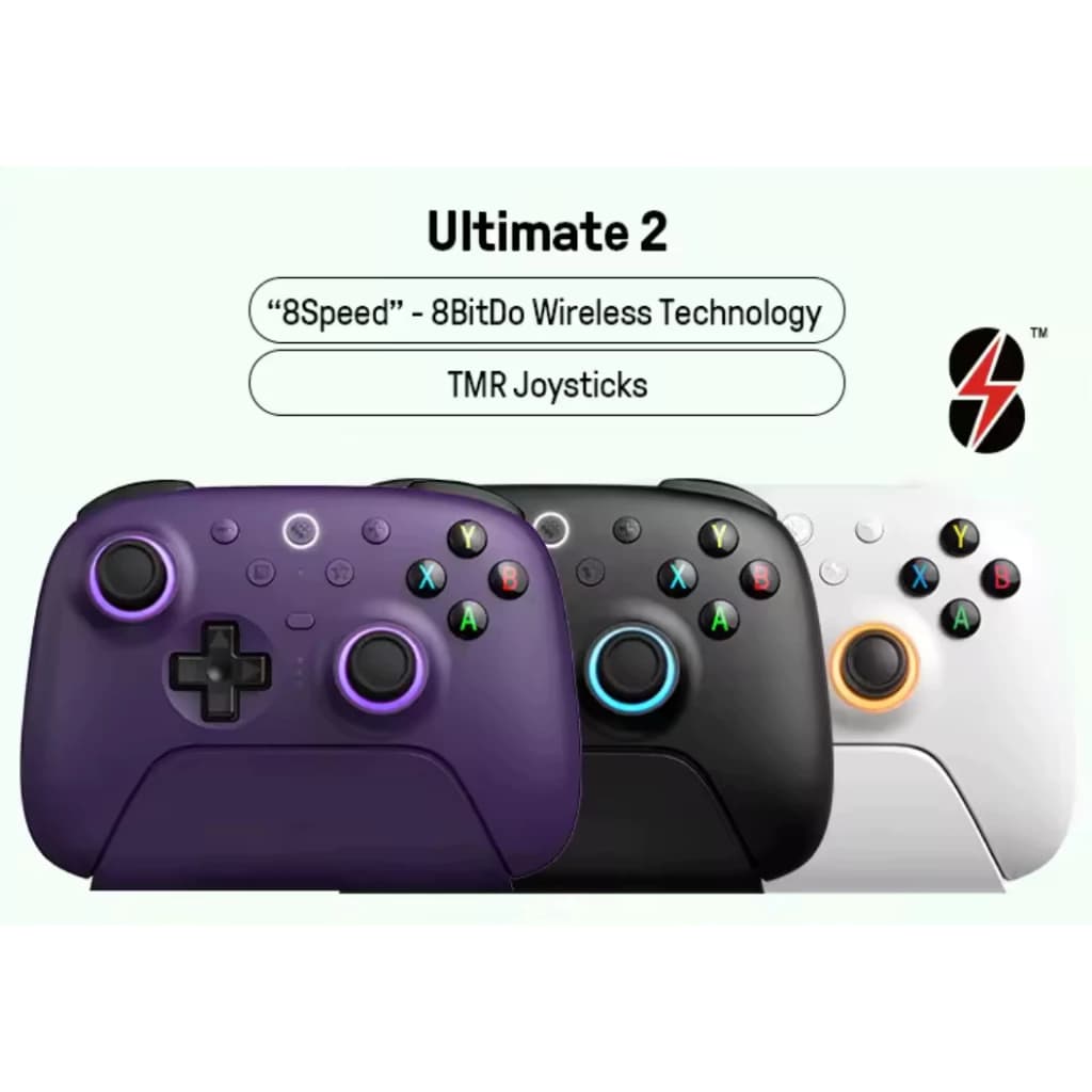 Controle Sem Fio 8BitDo Ultimate 2 para PC e Android Com Dock de Carregamento, Hall Effect, TMR, RGB