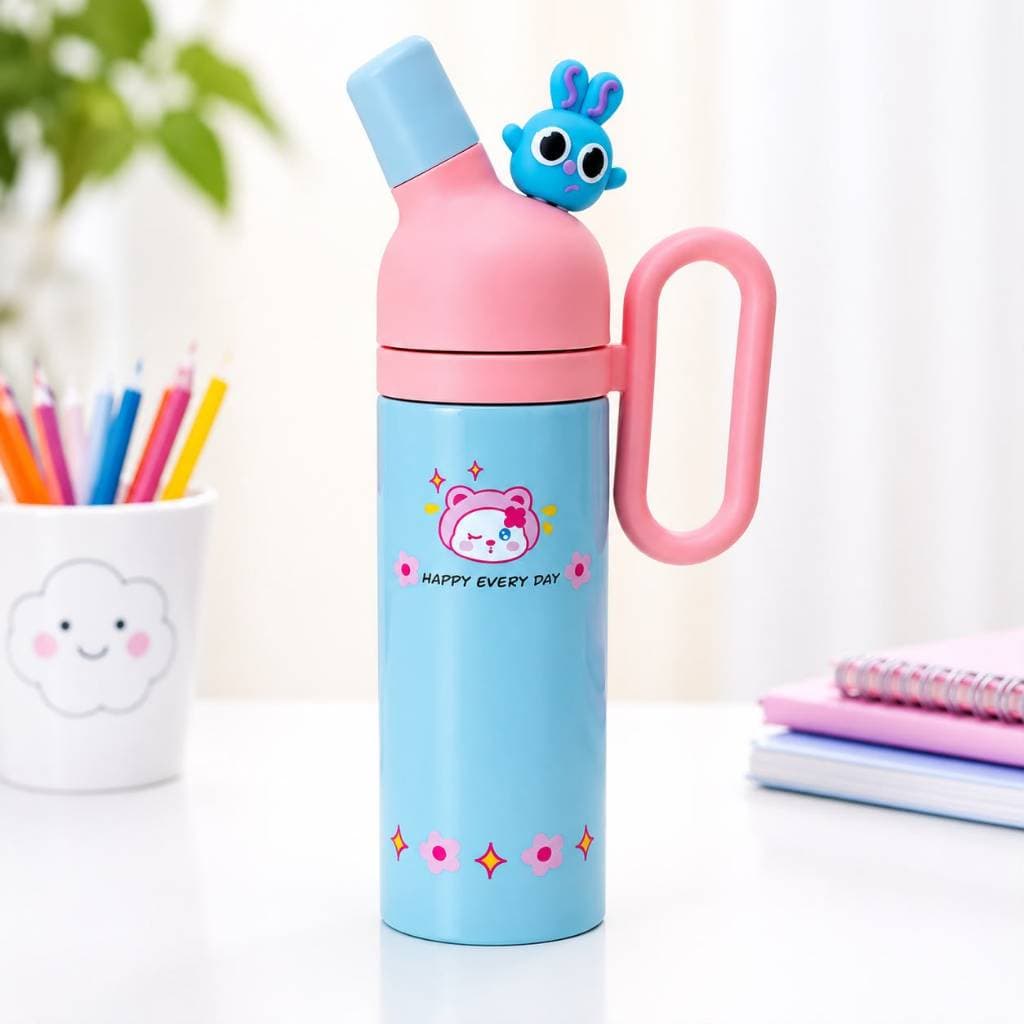 Garrafa Térmica de Água Infantil  800 ml de Aço Inox Garrafinha com Canudo Para Escola Menina