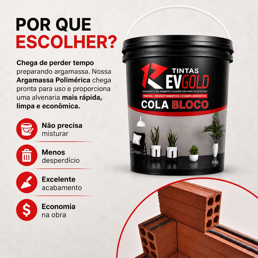 Argamassa Polimérica Revgold Cola Bloco 6kg