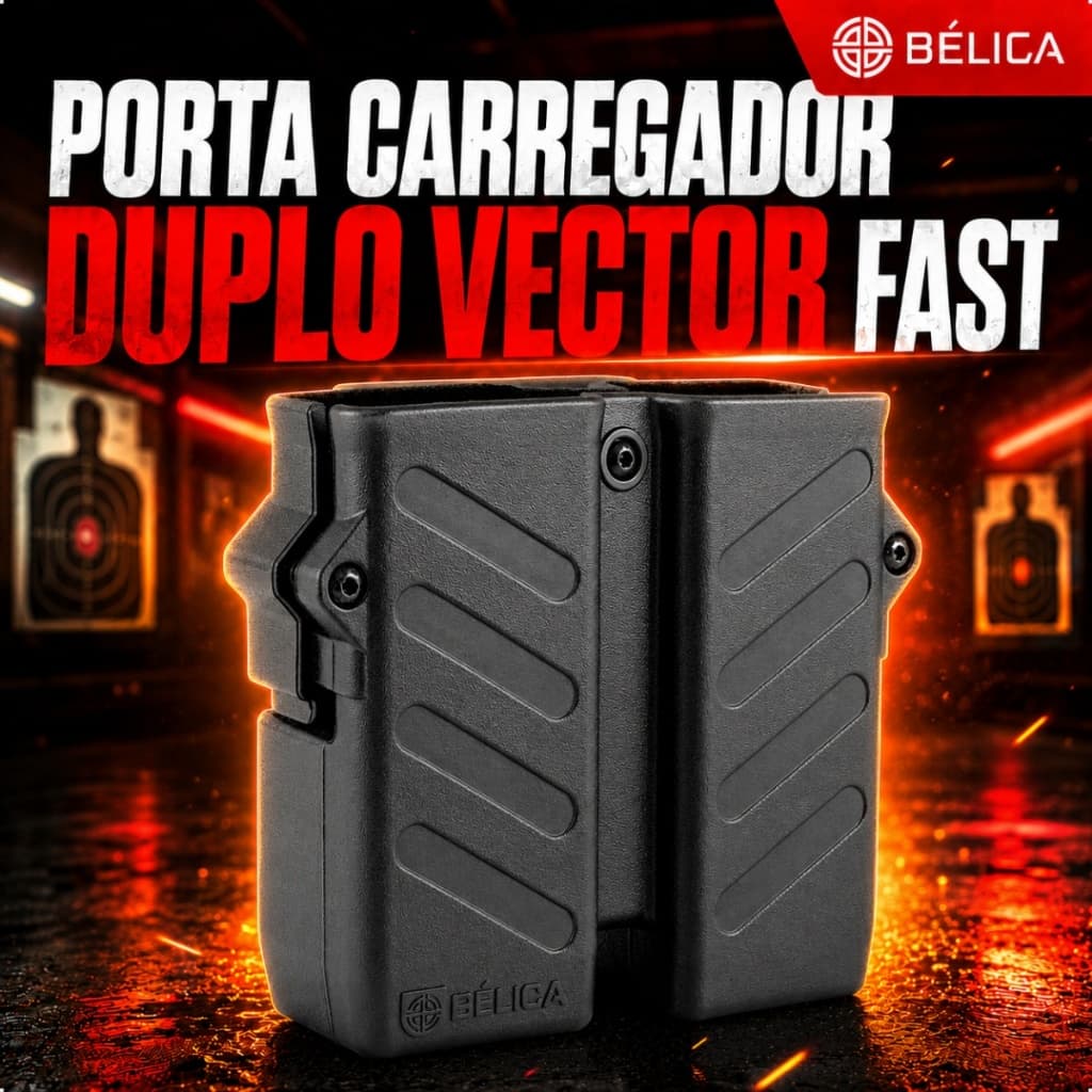 Porta Carregador Duplo Universal Vector Bélica Militar FAST Clip Rápido Tático Resistente Velado 9mm .40 .380 .38 TP