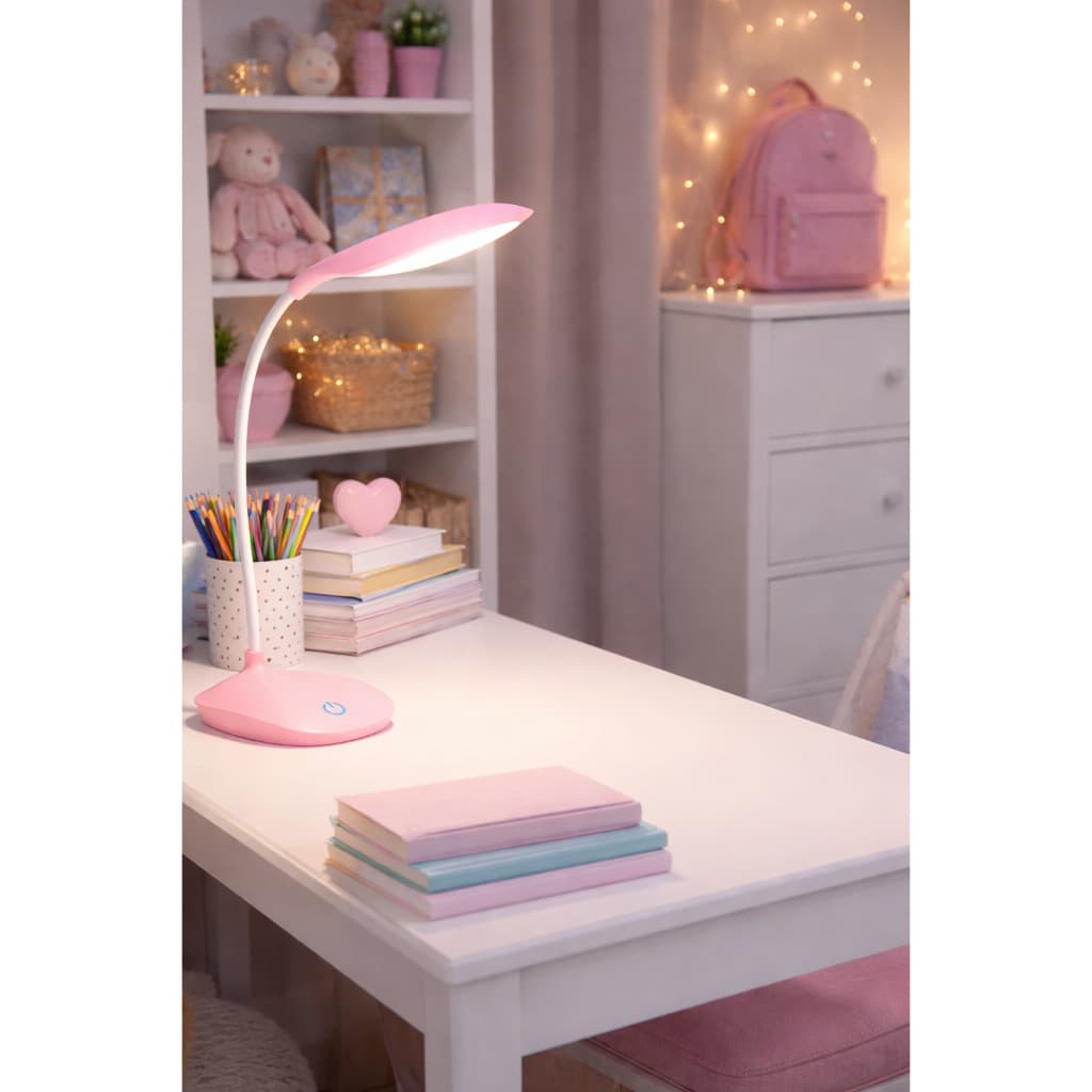 Luminária de Mesa Recarregável Rosa 3 Níveis de Luminosidade