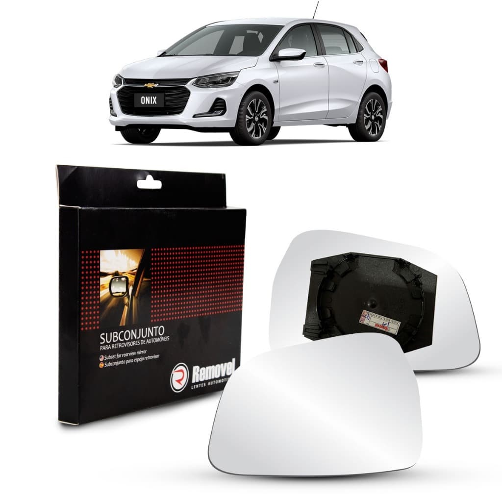 Lente do Retrovisor Gm Onix 2020 2021 2022 2023 Convexo Com Base - Lado Esquerdo