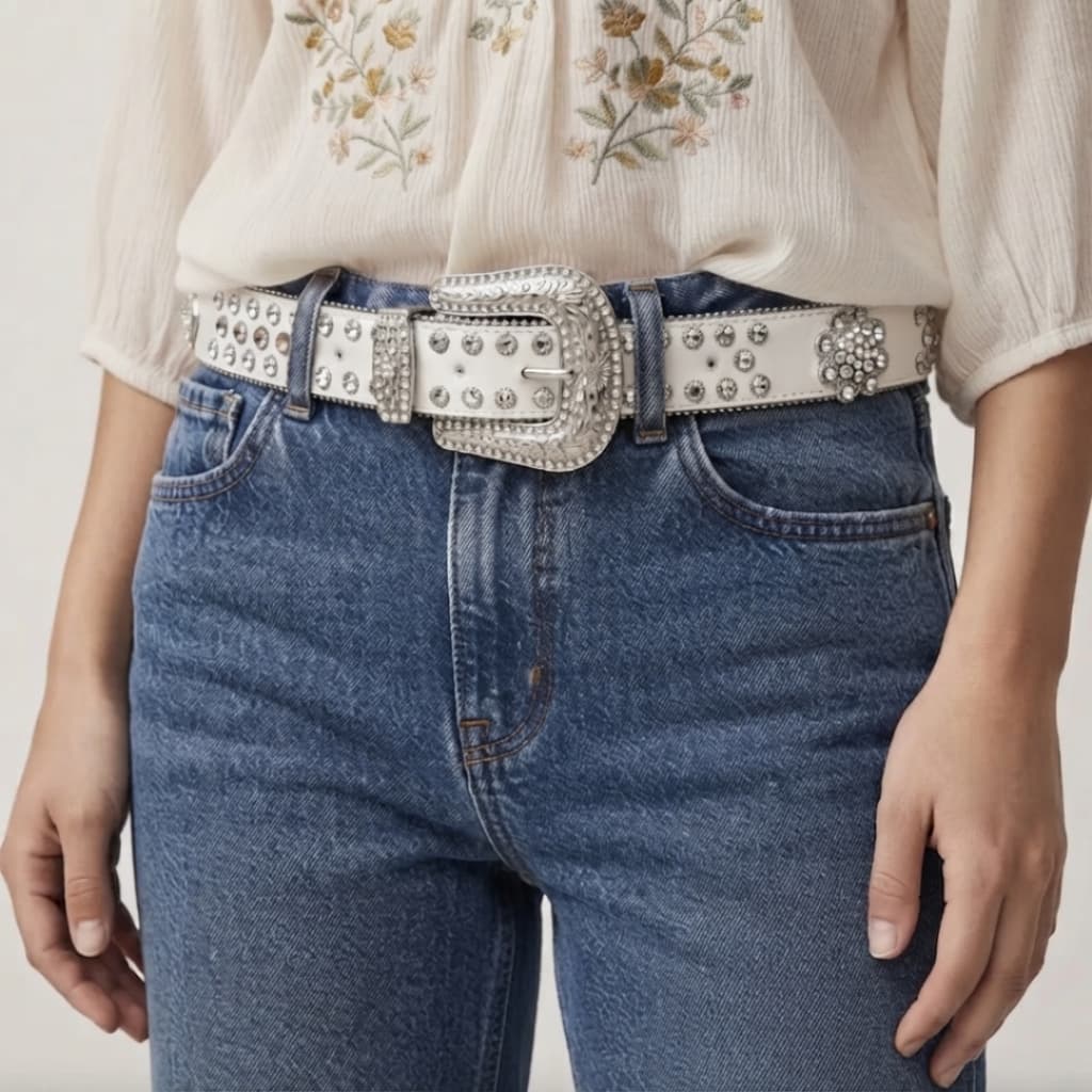 Cinto Feminino Com Strass Estilo Western Country Para Calça Jeans