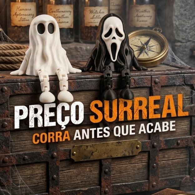 Fantasminha e Ghost Face Decoração Setup Gamer Mesa Quarto Geek