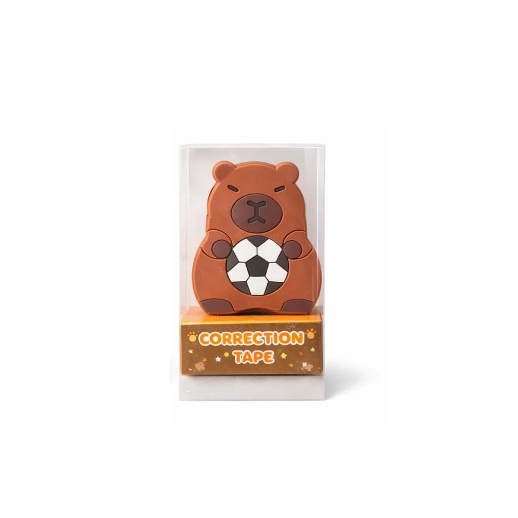 Corretivo de Fita kawai Capivara Fofa com Bola – Correction Tape Decorativo Escolar