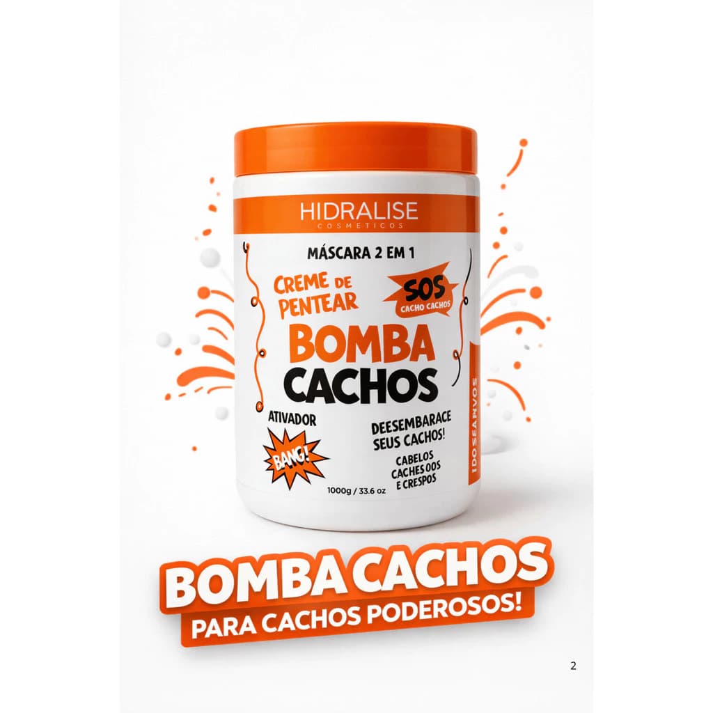 Cremes de Pentear Bomba de Cachos 1kg - Cabelos Cacheados, Hidratação e Definição