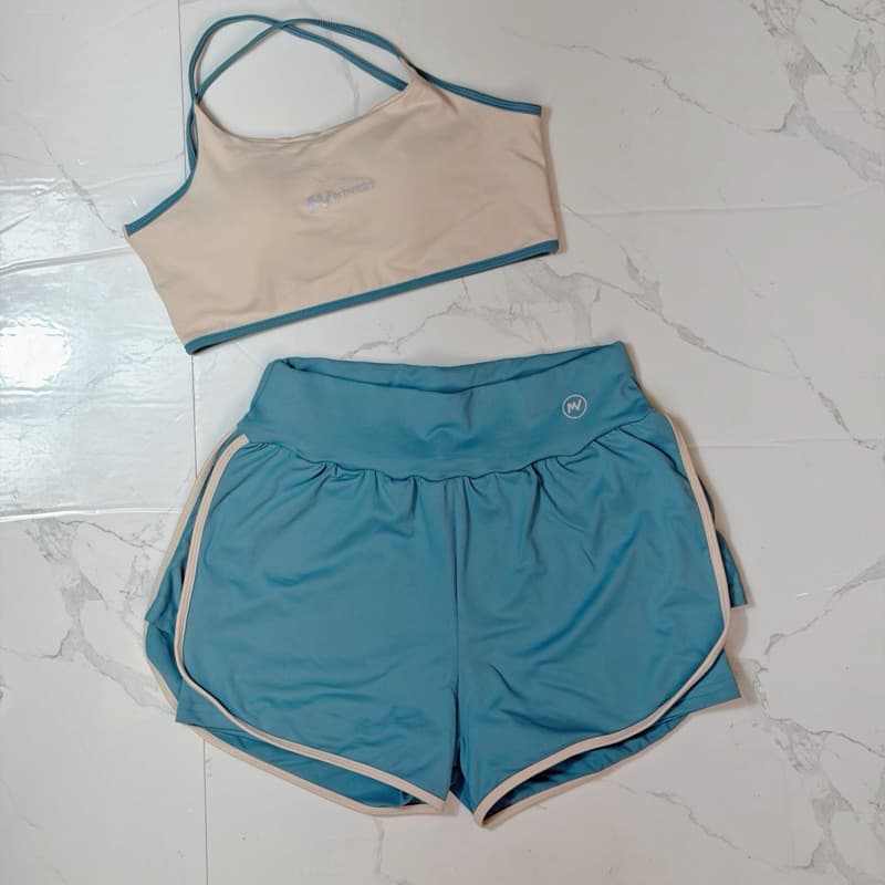 Roupa de academia Short Duplo Dryfit Top Com Bojo short com bolso Para Atividade Física Academia Corrida Treino