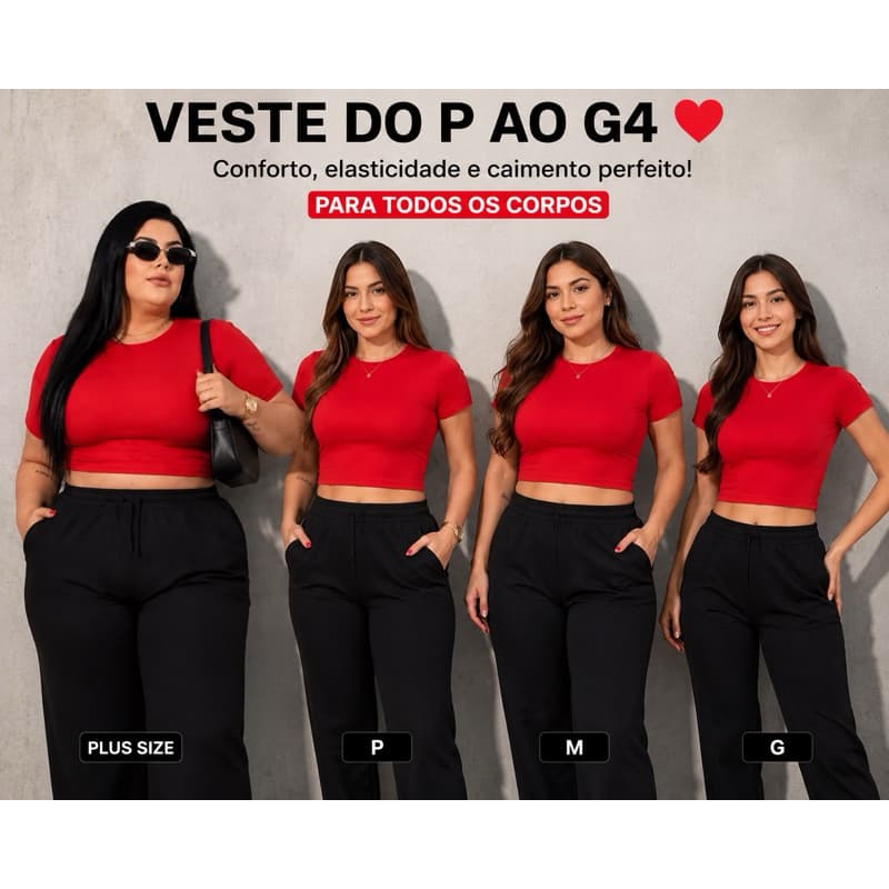 CROPPED FEMININO BÁSICO MANGA CURTA | MODA FEMININA | CROPPED CANELADO | CASUAL | LOOK DIA A DIA | DO P AO G4 PLUS SIZE