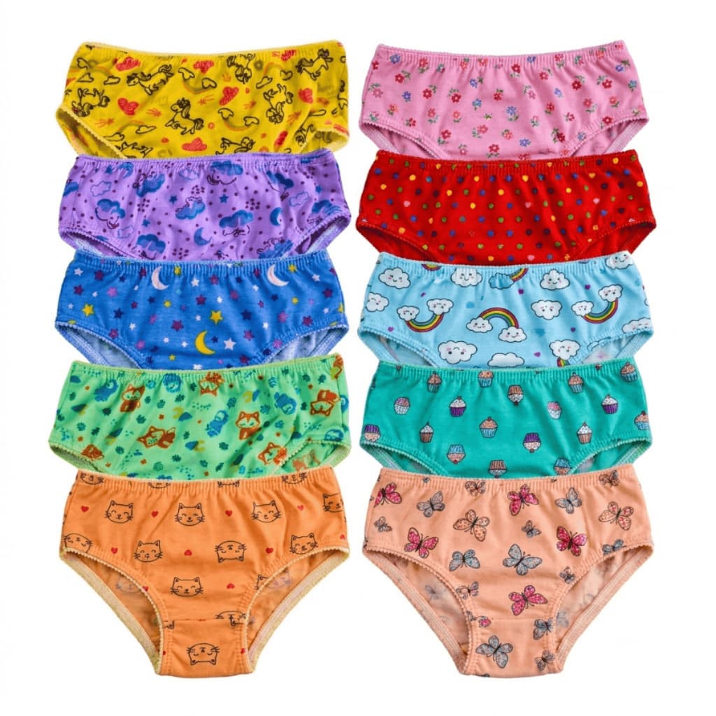 Kit Calcinha infantil menina feminina Juvenil forradas Estampadas Malha Macia Conforto dia a dia